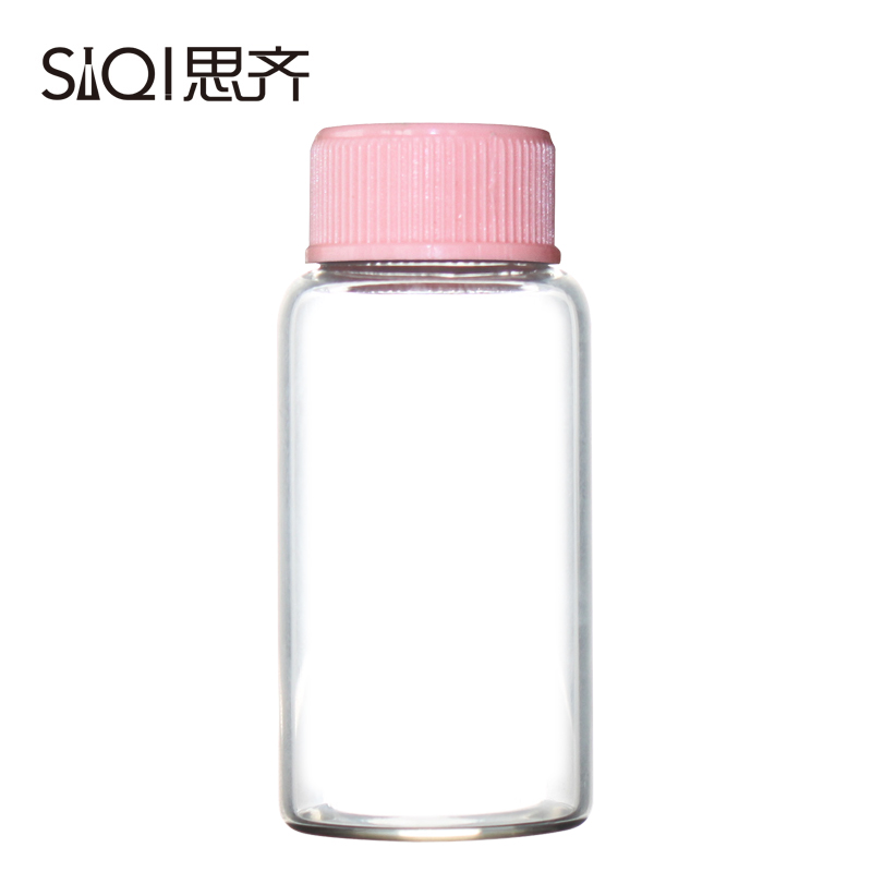 粉红色塑料盖 玻璃瓶身