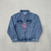 帆船重磅洗水牛仔外套男女情侣欧美街头drill黄色棉服菱形格棉衣