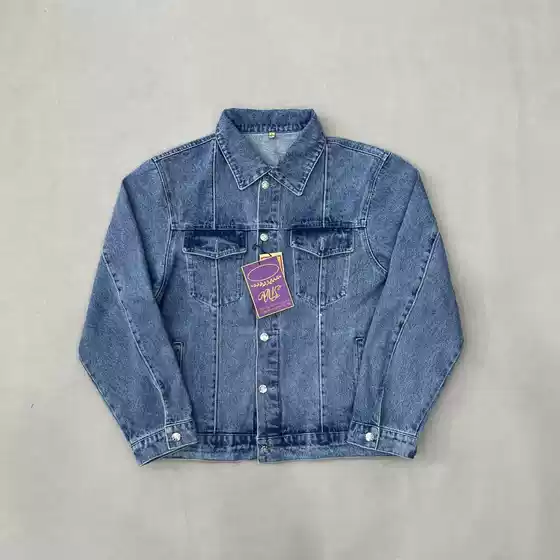 Sailboat Heavy-Duty Washed Denim Jacket for Men and Women, Couple Style, European and American Street Style, Drill Yellow Cotton Jacket, Diamond Pattern Cotton Coat