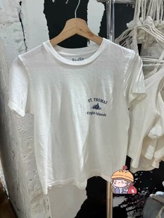 百搭纯棉短款 短袖 圆领修身 女BM官网帆船冲浪印花T恤夏季 上衣 新款
