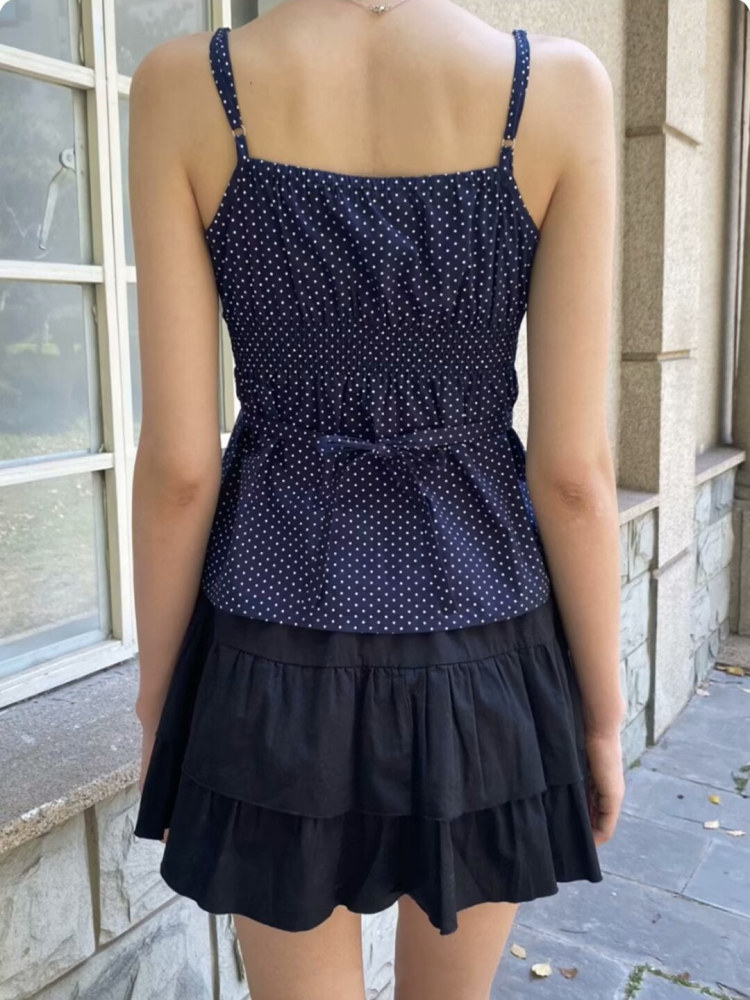 BM Dark Blue Lace Cami: New Summer Polka Dot Style Top - Product image 4