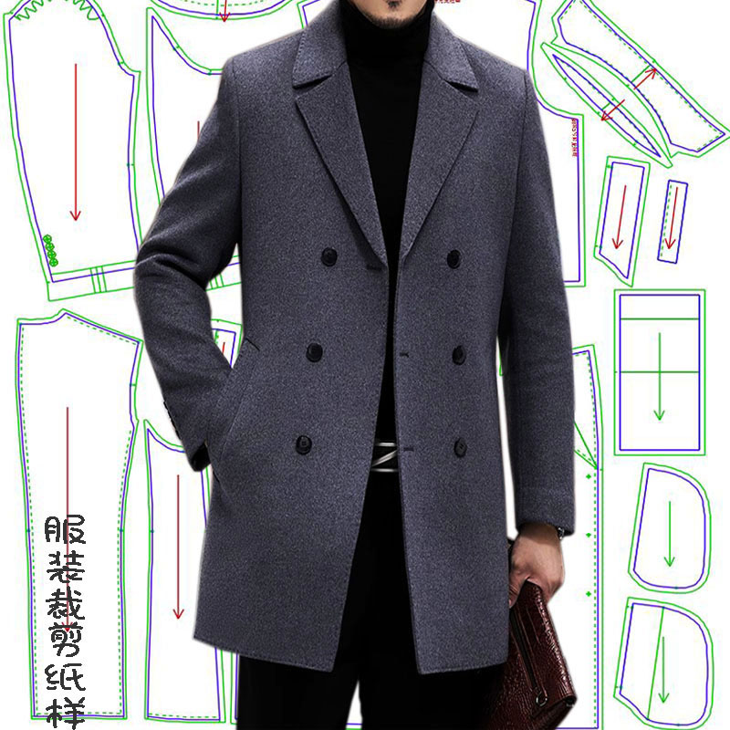 秋冬男士双面呢双排扣中长款大衣