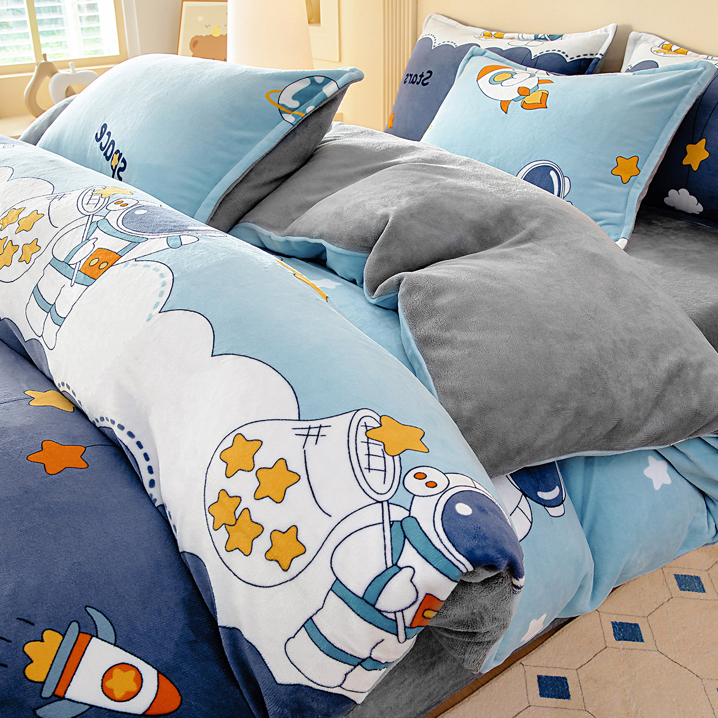 卡通儿童冬季加绒被套单件牛奶绒加厚珊瑚绒被罩法兰毛绒单人男孩