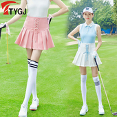 裙子 绑带A字防走光半身裤 高尔夫短裙女士百褶裙 高腰收腹复古个性