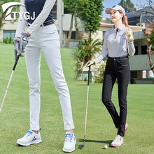 子 保暖加绒弹力显瘦 中腰运动白黑蓝色防水休闲裤 高尔夫球女士长裤