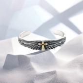 时尚 925银手镯 制道珠自由之翼手镯男女高级个性 PB0011