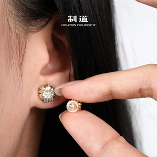 制道珠宝设计师子弹花耳钉女高级感百搭圆形耳饰925银花骨朵耳钉