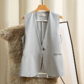 2026无领外穿宽松大码 薄款 夏新款 马甲女时尚 背心马夹 天丝亚麻西装