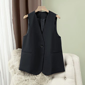 背心V领坎肩无领宽松时尚 春秋2026大码 西服马夹潮 马甲女短款 西装