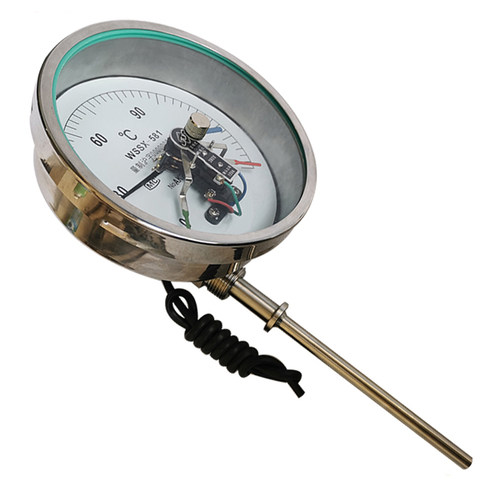 wssx-581电接点双金属温度计571 0-100℃ 220/380V 表盘150 M27*2