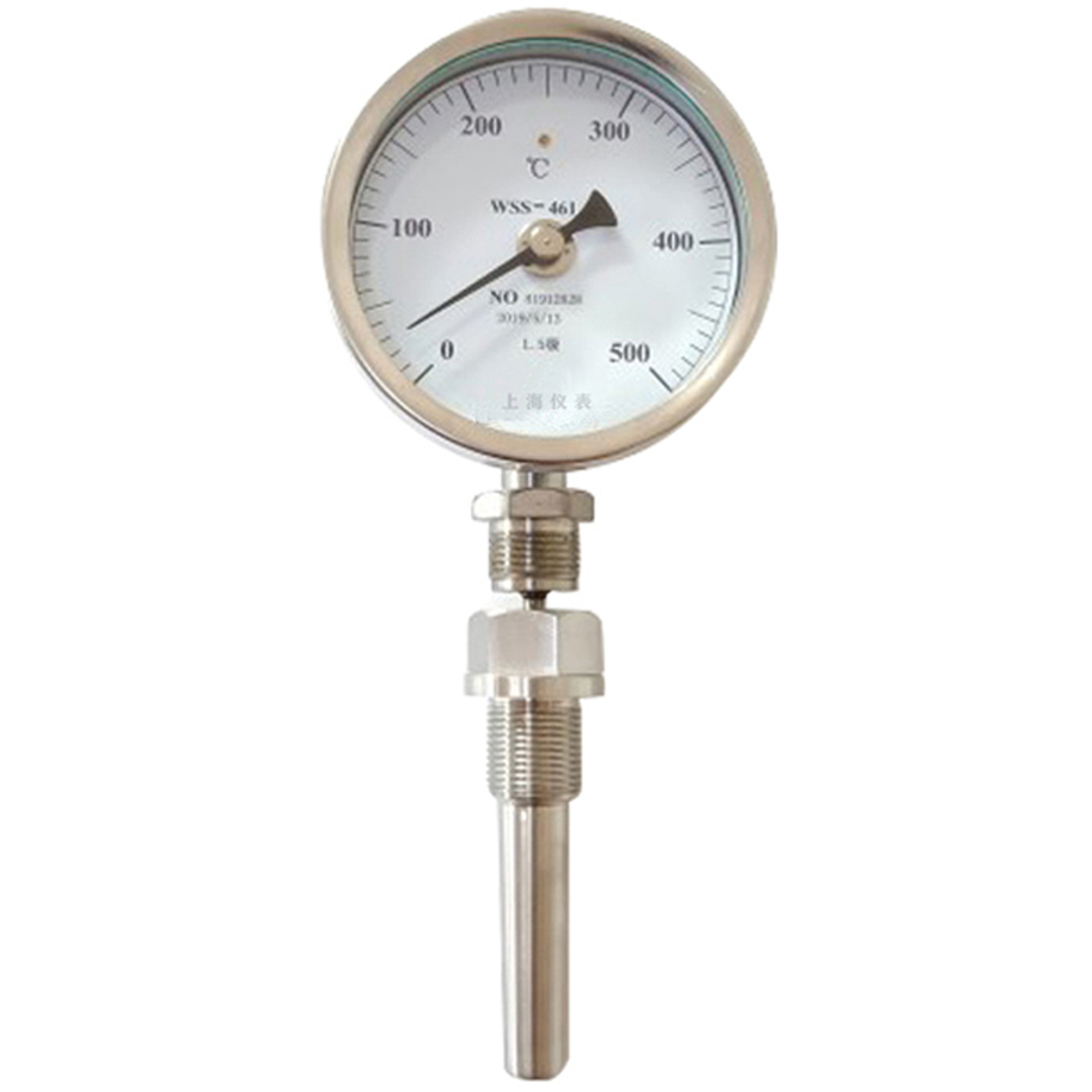 1.0级温度表 WSS-461 热套可抽芯式双金属温度计 0-300℃ M20*1.5