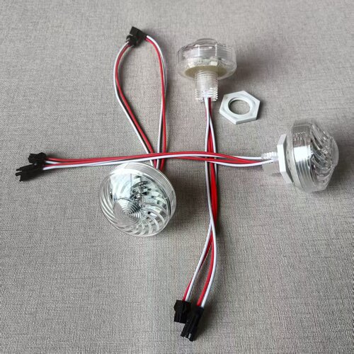 48mm同步七彩爆闪灯 全透明七彩灯 同步变色LED灯 交流24伏电压