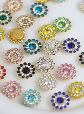 14mm 彩色花形水钻手缝钻DIY衣服鞋子包包装饰品玻璃钻饰饰品配件