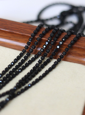 2mm宽黑色玻璃细水钻链条密爪水晶链子DIY手工衣服服装装饰