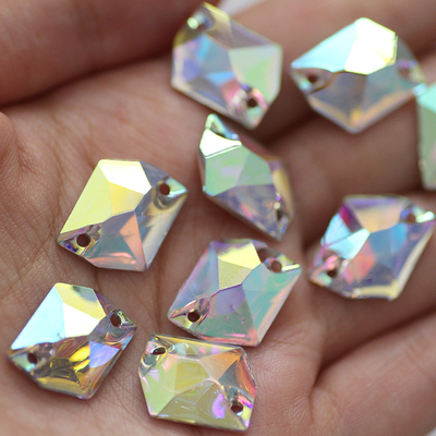 白AB彩色菱形16X20mm手缝钻闪亮舞蹈服装饰水钻DIY衣服辅料配饰