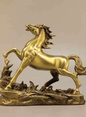黄铜马到成功铜马摆件工艺品生肖马纯办公室客厅酒柜装饰品家居