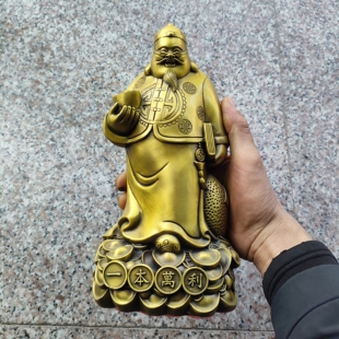 黄铜日进斗金钱老板摆件一本万利钱掌柜铜像摆件招财装 饰工艺品