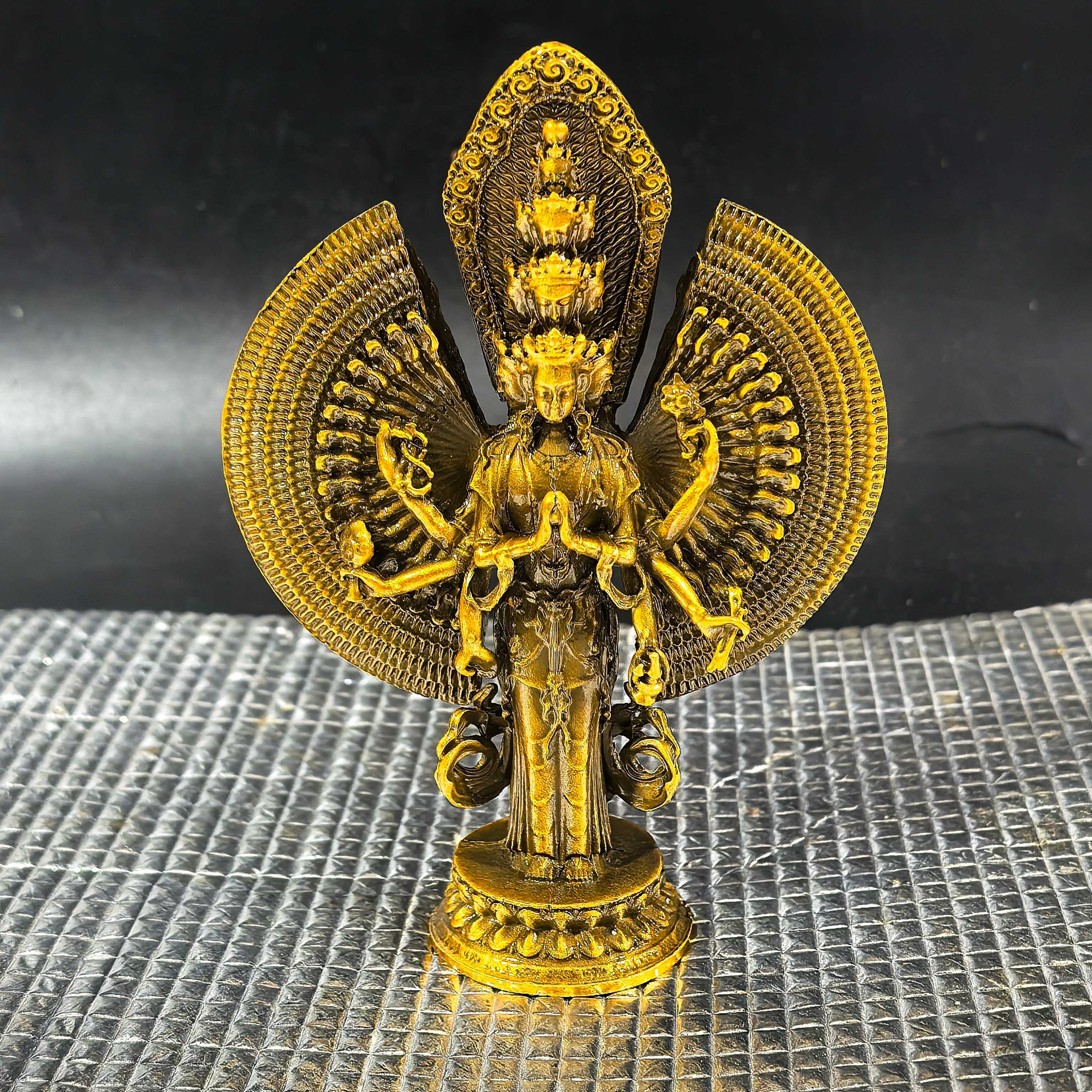 千手观音摆件铜精工手工古色藏传密宗7寸供奉观音铜像