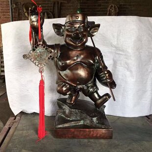 黄铜猪八戒摆件天蓬元帅净坛使者铜像书房客厅家用卧室摆放