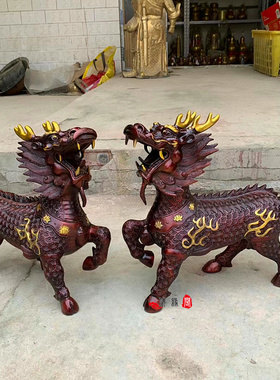 仿古风大小号麒麟工艺品摆件