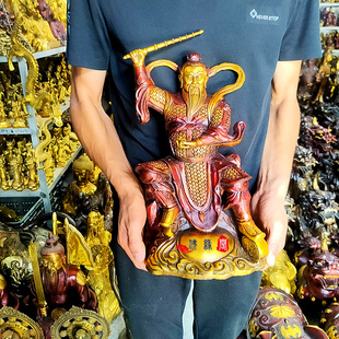 黄铜王灵官铜像摆件王天君威灵显化天尊护法铜像雷神灵官爷工艺品