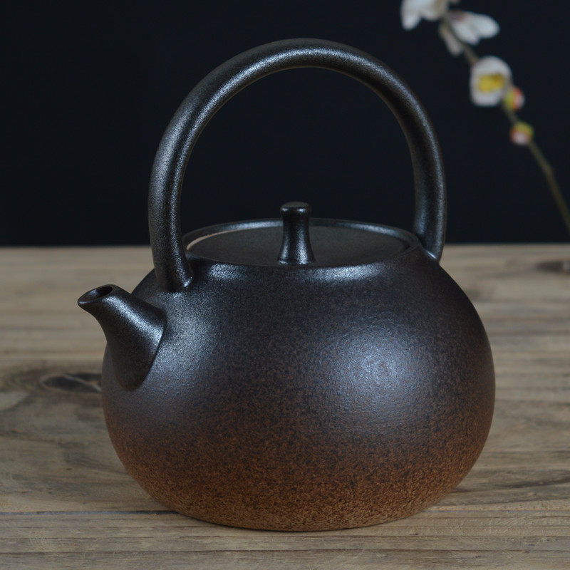 功夫陶壶明火小木碳炉煮茶器电陶炉烧水泡茶壶粗陶小号复古煮茶壶