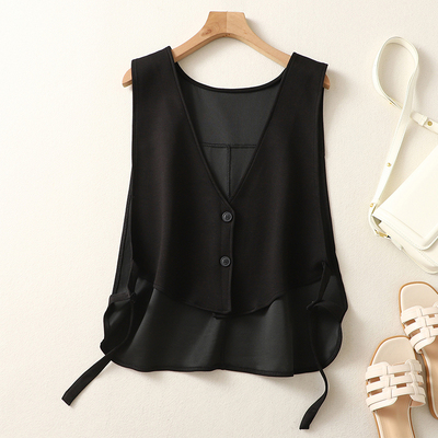 无单排扣休闲常规V领百搭马甲