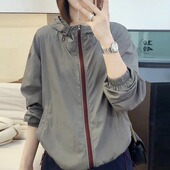 透气撞色拉链宽松连帽休闲薄款 欧货防晒衣女2025夏季 新款 洋气外套