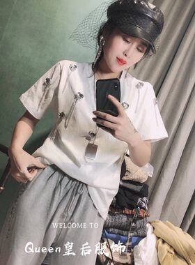 欧货重工T恤女2025春夏新款水钻流苏半袖宽松圆领短袖棉T打底衫潮