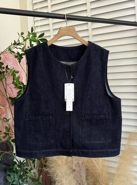 「木佐严选」品质单水洗简约单排扣牛仔马夹女E5340