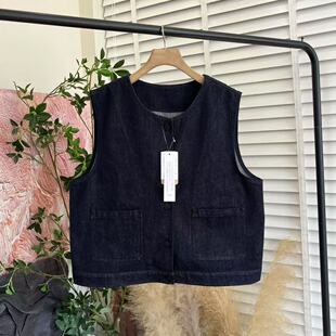 「木佐严选」品质单水洗简约单排扣牛仔马夹女E5340