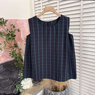 「木佐严选」高支高密色织设计感无袖 透气棉麻背心女E7005
