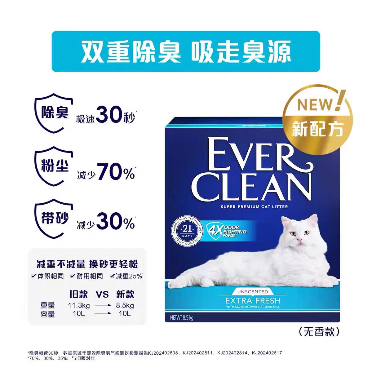 EVER CLEAN膨润土猫砂11.3kg双重除臭30秒极速吸走臭源