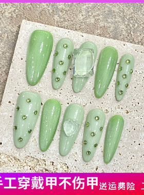 原创实拍纯手工阳光玫瑰浅绿色高级轻奢多巴胺夏日温柔百搭可拆卸