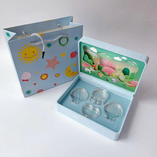 宝宝三件套盒银饰手镯套盒宝锁包装盒子立体纸雕满月周岁送礼品盒