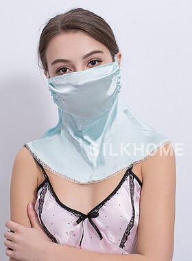 重磅19姆真丝防晒面罩100%桑蚕丝全脸护颈防晒紫外线辐射遮阳脸罩