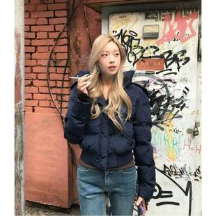 南区菲奥娜藏青可脱卸帽毛领棉服韩系外套女冬季新款短款羽绒棉服