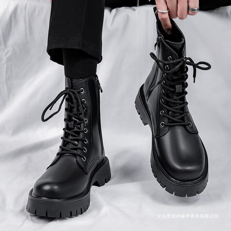 马丁靴男式春夏透气八孔拉链款英伦风长筒高帮皮鞋工装情侣机车靴
