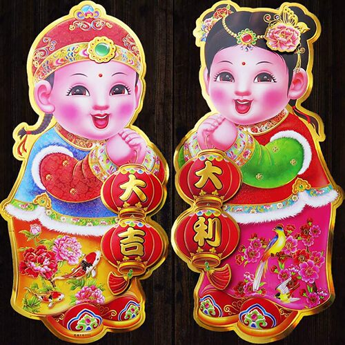 植绒立体金童玉女门贴厂家批发