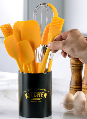 跨境黄色硅胶烘培8件套烘焙工具套装 蛋糕抹刀刮铲油刷打蛋器