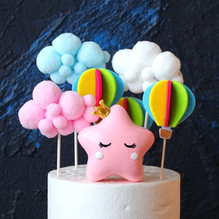 蛋糕装 扮5个 饰摆件立体热气球插牌圆球球云朵插件宝宝生日派对装