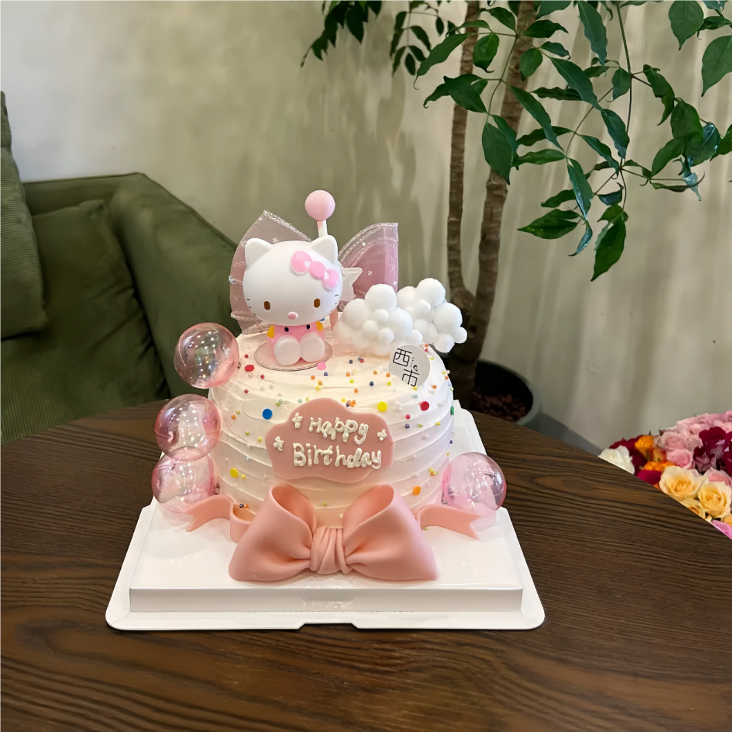 网红Kitty猫蛋糕装饰摆件卡通美乐蒂KT猫三丽鸥生日烘焙装扮插牌