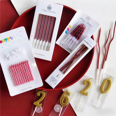 红长条生日蜡烛红色新年蜡烛装饰