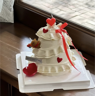 网红2.14情人节送花小熊蜡烛蛋糕装饰摆件情侣表白红色爱心蜡烛