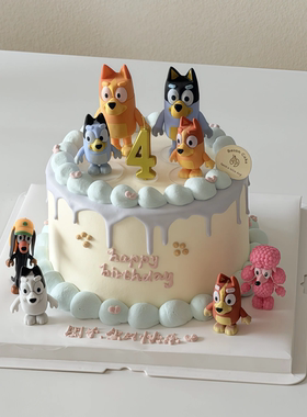 儿童生日蛋糕装饰卡通小狗布鲁衣公仔男孩女孩宝宝甜品台装扮插件