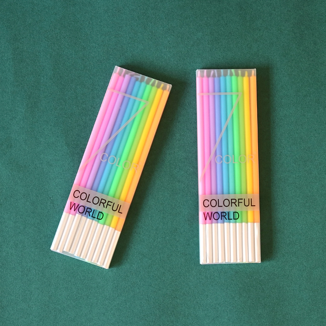高品质生日蜡烛 多色彩虹pvc盒包装生日蜡烛套装彩色蛋糕蜡烛10支