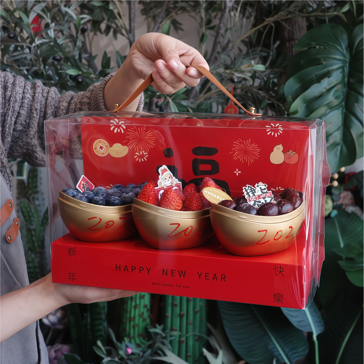 新年春节蛋糕装饰马口铁金元宝草莓蛋糕甜品包装盒手提新年礼盒