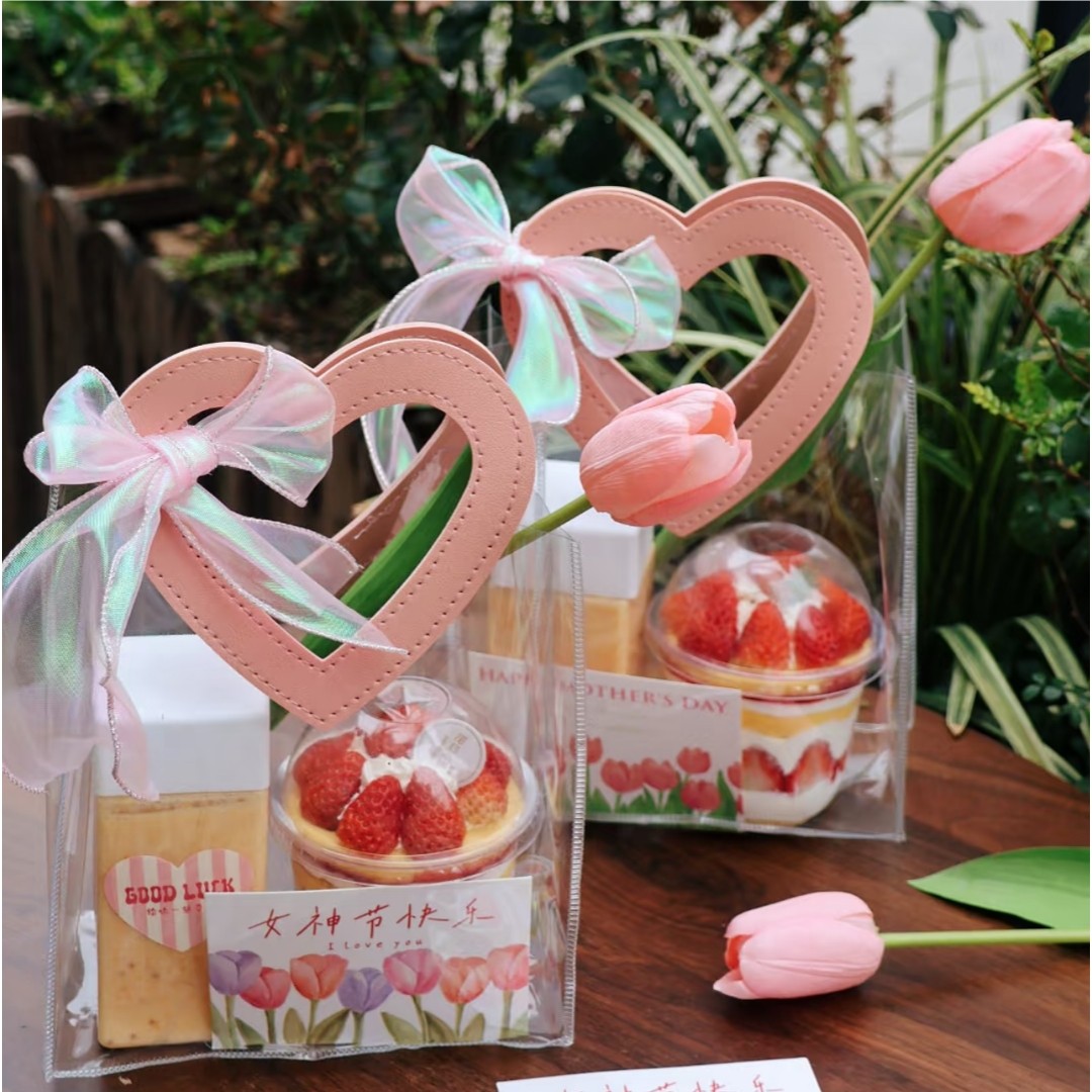 三八妇女节透明手提袋38女神节礼品袋伴娘伴手礼袋包装生日礼物盒