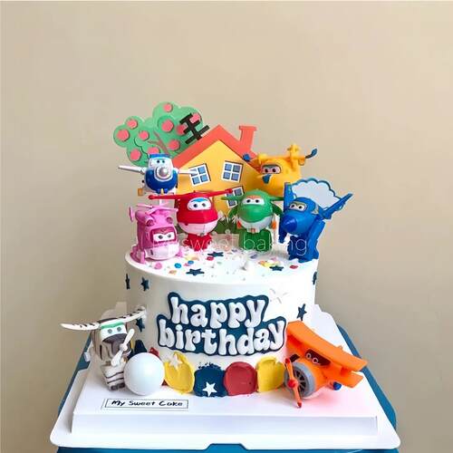 超级飞侠蛋糕装饰摆件卡通玩具飞机小飞侠儿童生日蛋糕烘焙装饰