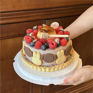 网红米菲兔饼干蛋糕装饰摆件莓果布丁米菲蛋糕木质蜂蜜棒烘焙插件